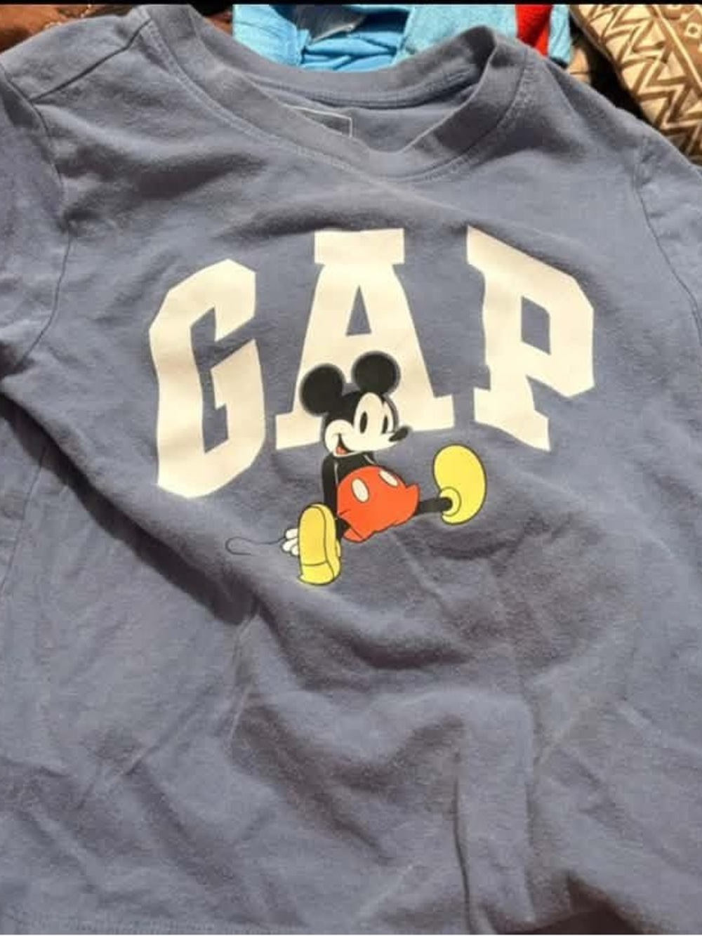 Disney Blue Tee with White GAP Logo & Mickey Graphic